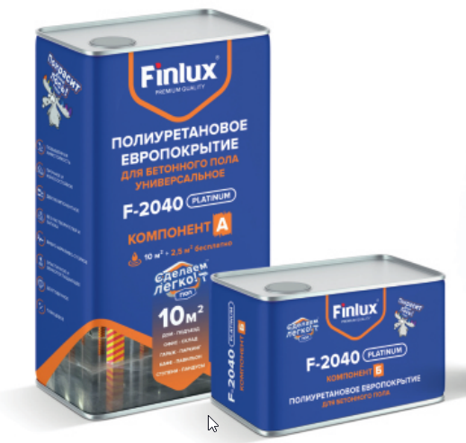 Полиуретановое европокрытие для бетонного пола Finlux F-2040 Platinum Серый 10 кв.м