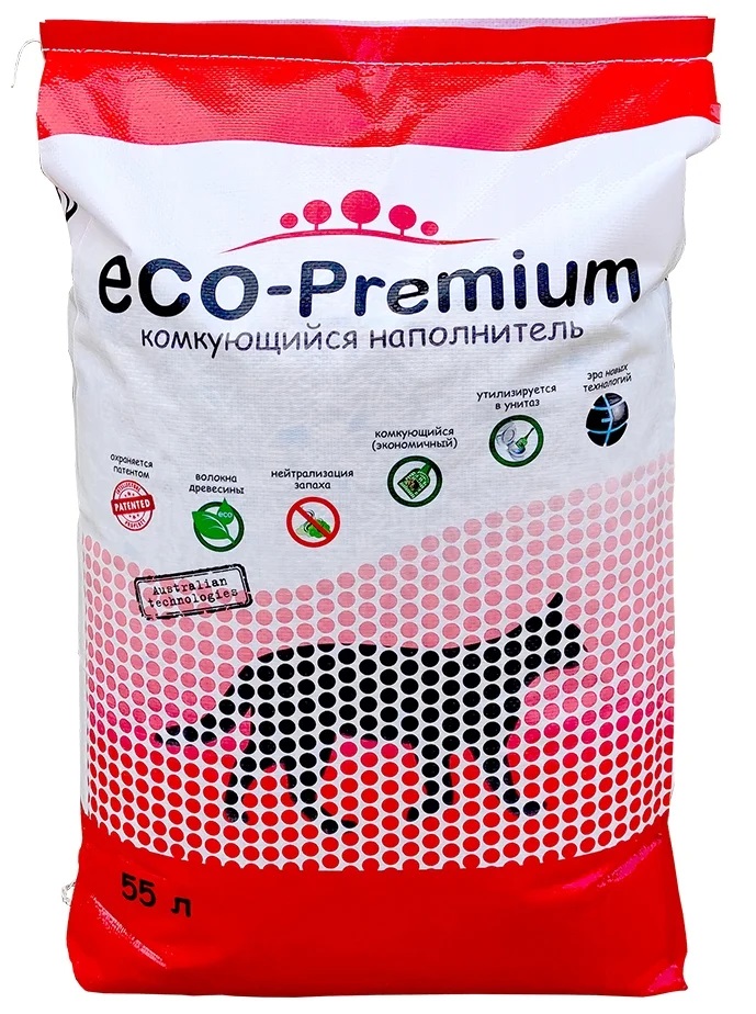 Комкующийся наполнитель ECO Premium Blue древесный, 55 л, 20 кг - купить в Just Cat&Dog.Kdr, цена на Мегамаркет