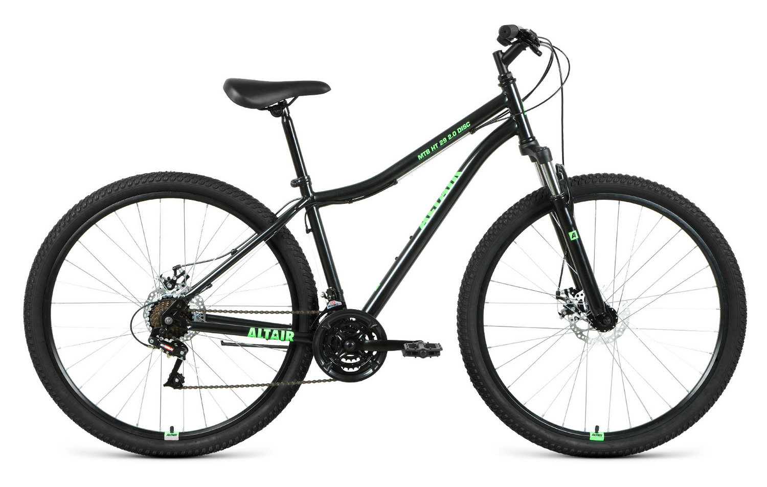 Велосипед Altair MTB HT 29 2.0 Disc 2021 17" ярко-зеленый/черный - купить в Москве, цены на Мегамаркет | 600005795265