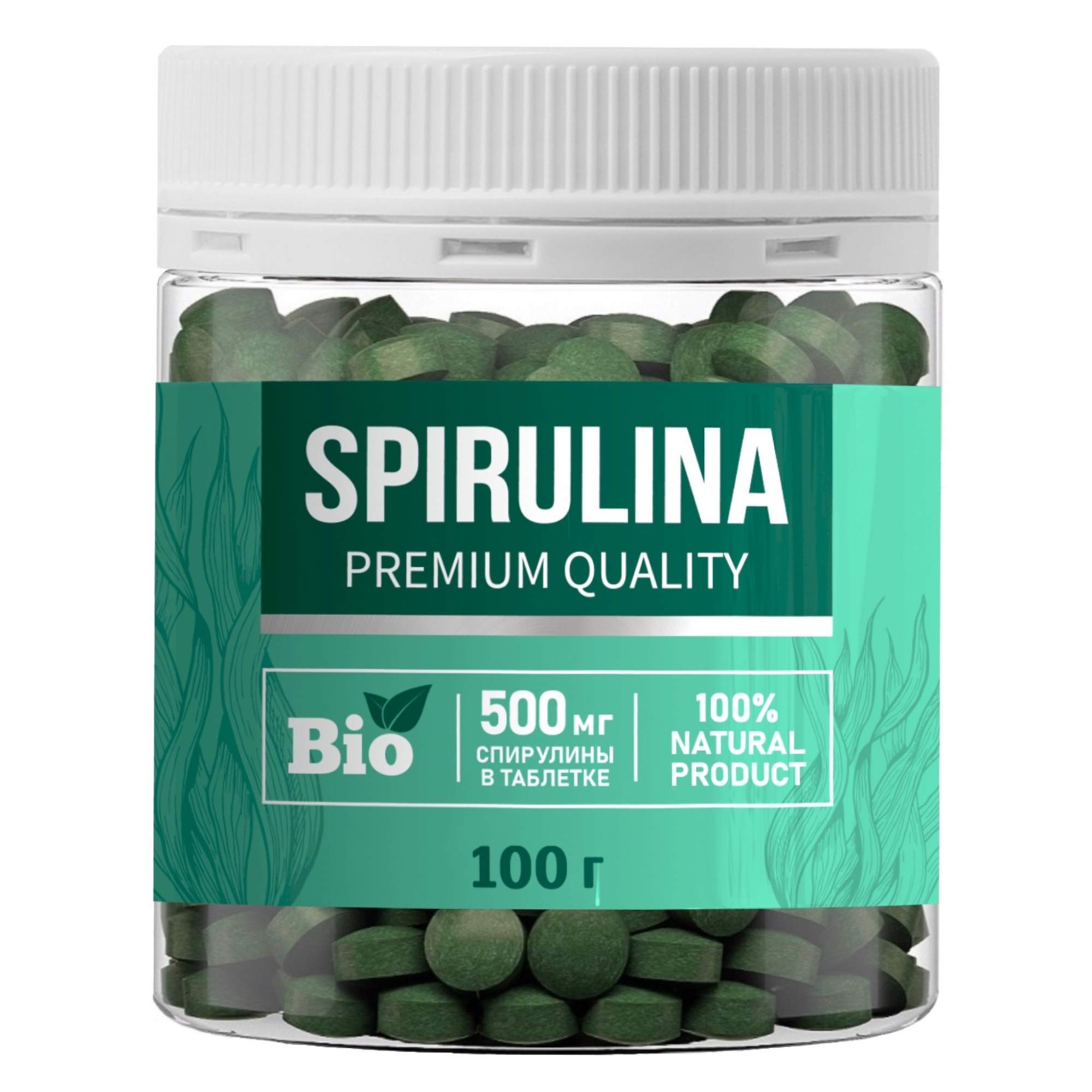 Спирулина PREMIUM NEW банка (100г.) 200 таб. по 500 мг. - состав и характеристика - Мегамаркет