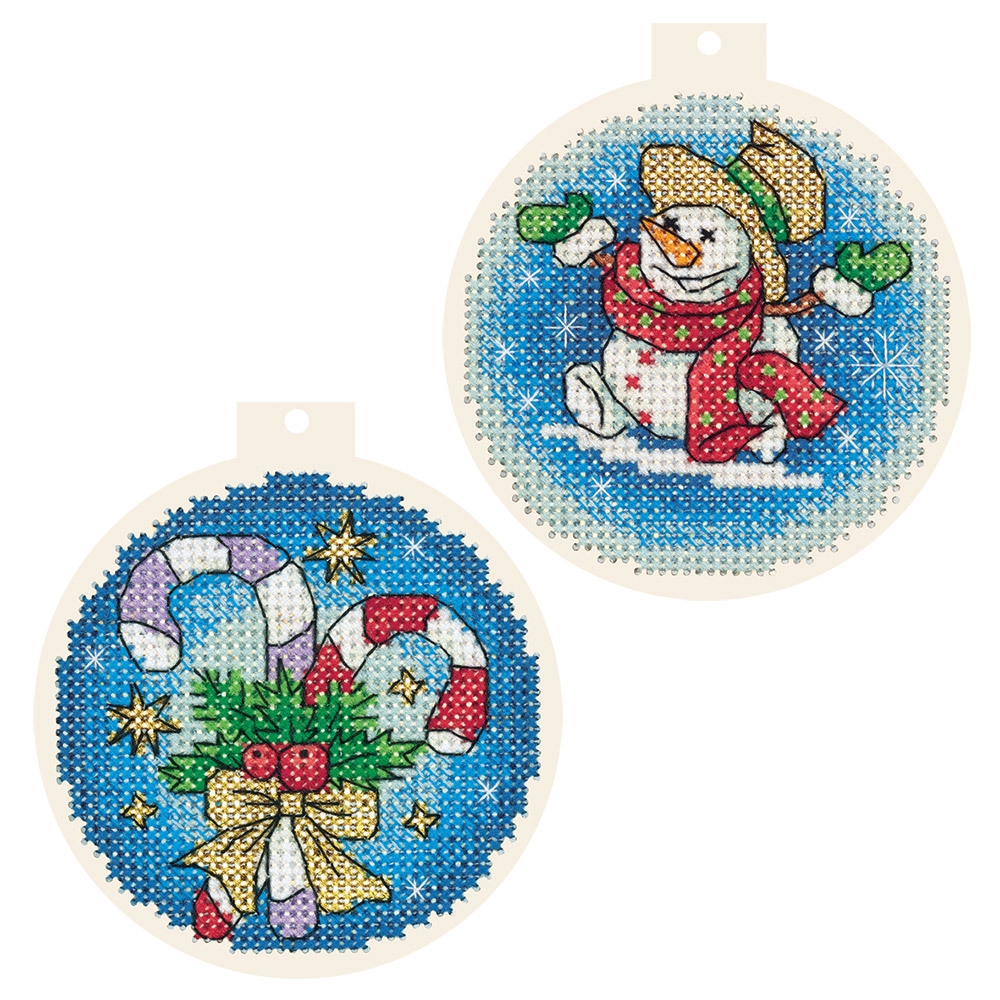 Набор вышивки крестом Panna "Елочные шарики", 8х8 см, арт. IG-7106