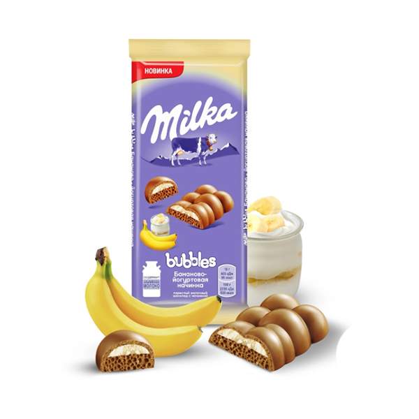 Шоколад Milka Bubbles бананово-йогуртовая начинка 97 г