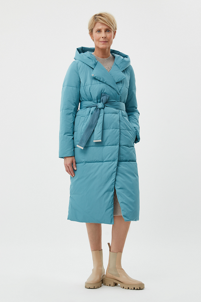 Пальто женское Finn Flare FAB110217 бирюзовое XL
