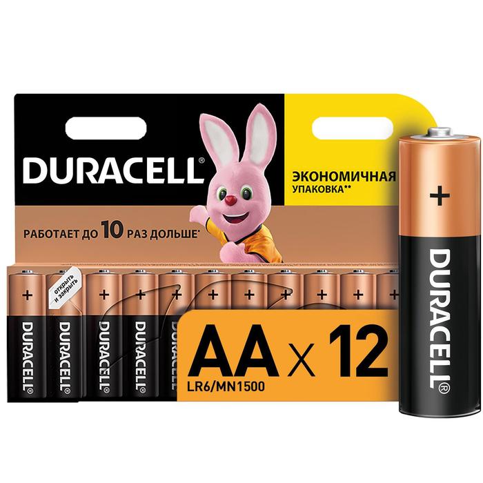 Батарейка алкалиновая Duracell Basic, AA, LR6-12BL, 1.5В, блистер, 12 шт. - купить в AccessShop, цена на Мегамаркет