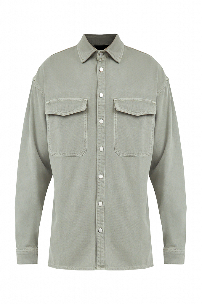 Рубашка мужская Finn Flare B21-25020 зеленая XL