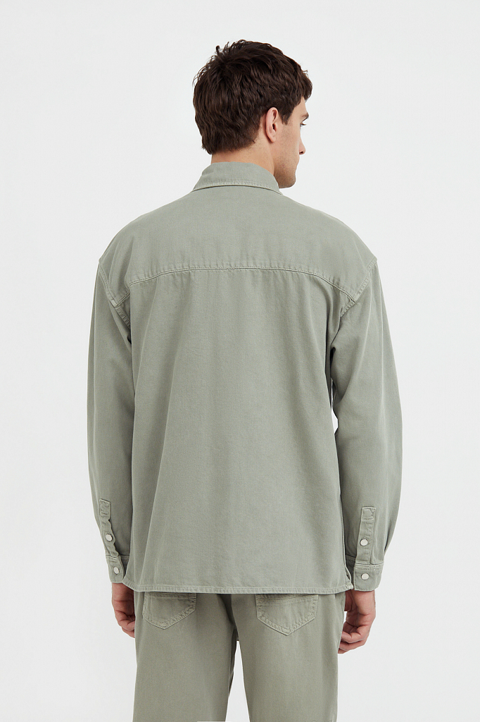 Рубашка мужская Finn Flare B21-25020 зеленая XL