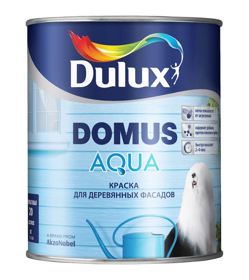 Краска для деревянных фасадов водно-дисперсионная Dulux Domus Aqua полуматовая база BW 1л