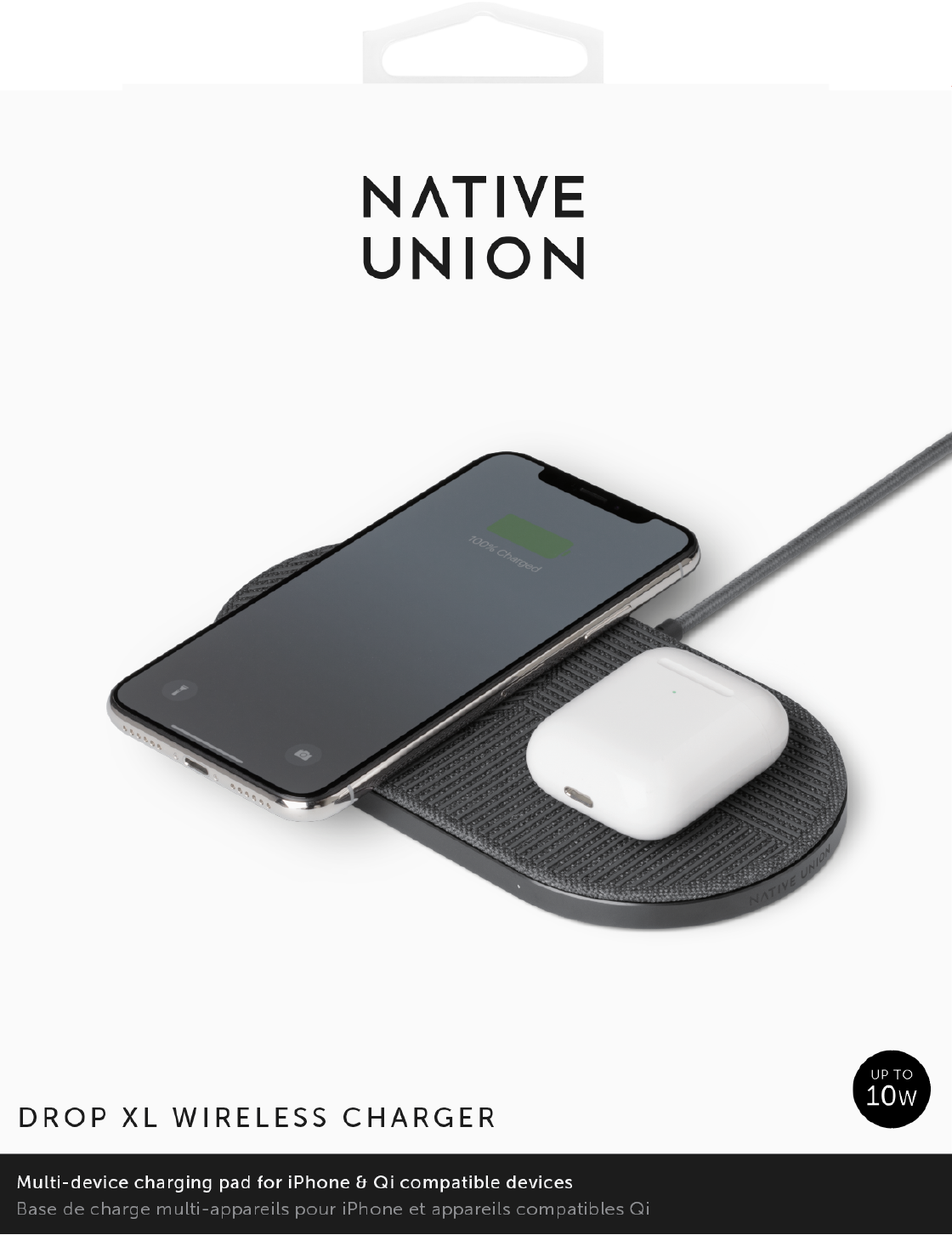 Беспроводное зарядное устройство Native Union DROP XL для Apple Watch стандарта  Qi, 10W, купить в Москве, цены в интернет-магазинах на Мегамаркет