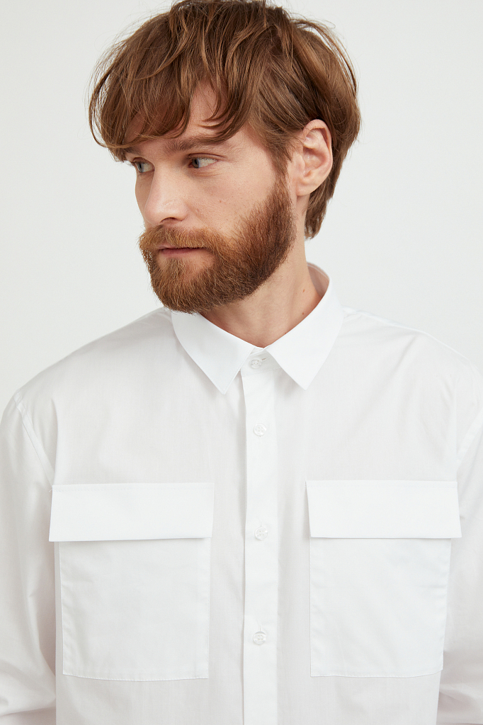 Рубашка мужская Finn Flare S21-21005 белая 3XL
