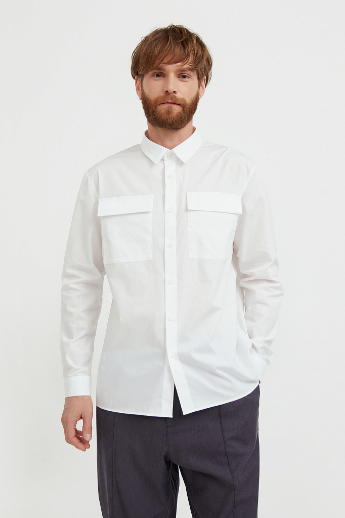 Рубашка мужская Finn Flare S21-21005 белая 3XL