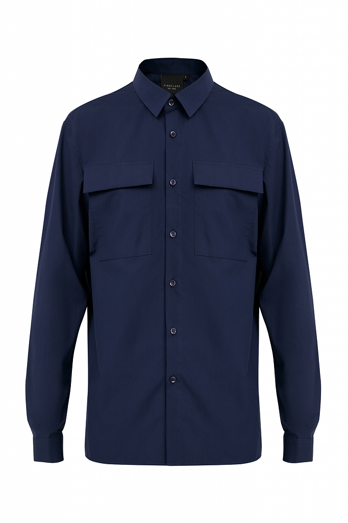 Рубашка мужская Finn Flare S21-21005 синяя L