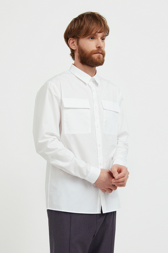 Рубашка мужская Finn Flare S21-21005 белая XL