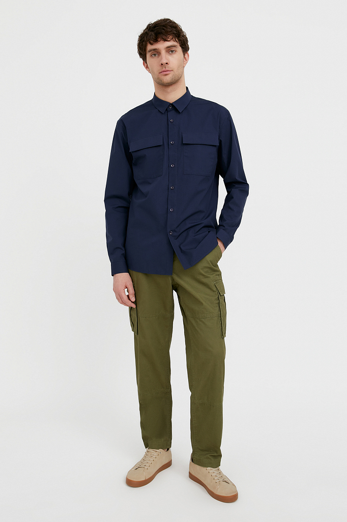 Рубашка мужская Finn Flare S21-21005 синяя 2XL