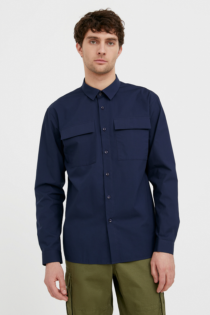 Рубашка мужская Finn Flare S21-21005 синяя 3XL
