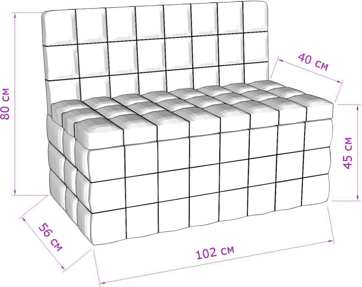 стандартные размеры кухонных диванов