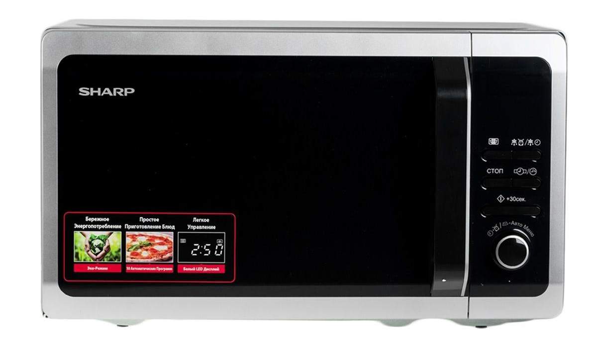 Микроволновая печь соло Sharp R-2852RSL серебристый - купить в Вся Встройка, цена на Мегамаркет