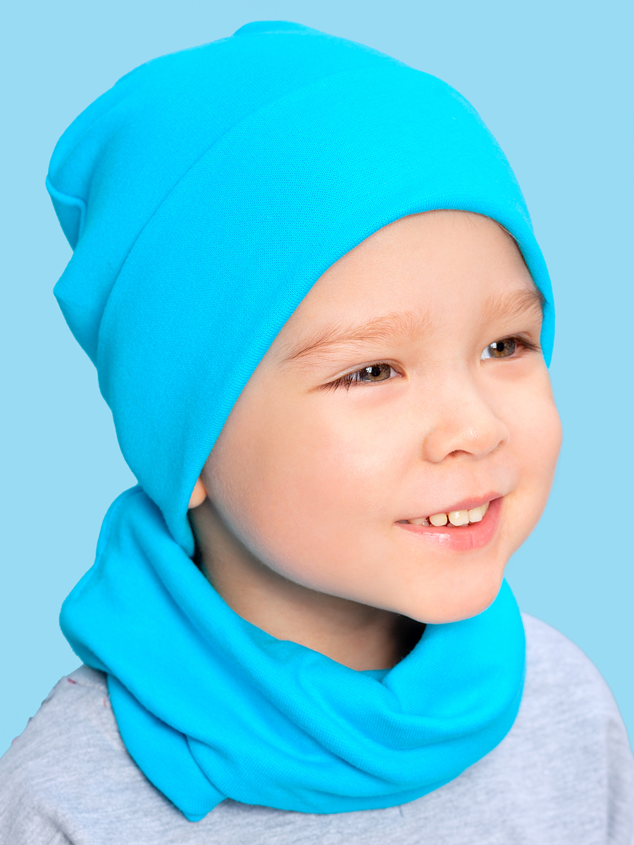 Комплект шапка и снуд шарф Веселый малыш 171 172 16 C р.Бирюзовый р.50