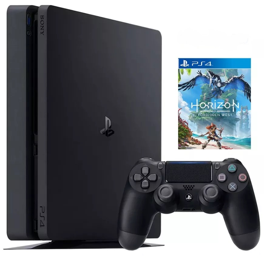 Игровая приставка Sony PlayStation 4 Slim (1Tb) (CUH-2208B) + игра Horizon: Forbidden West, купить в Москве, цены в интернет-магазинах на Мегамаркет