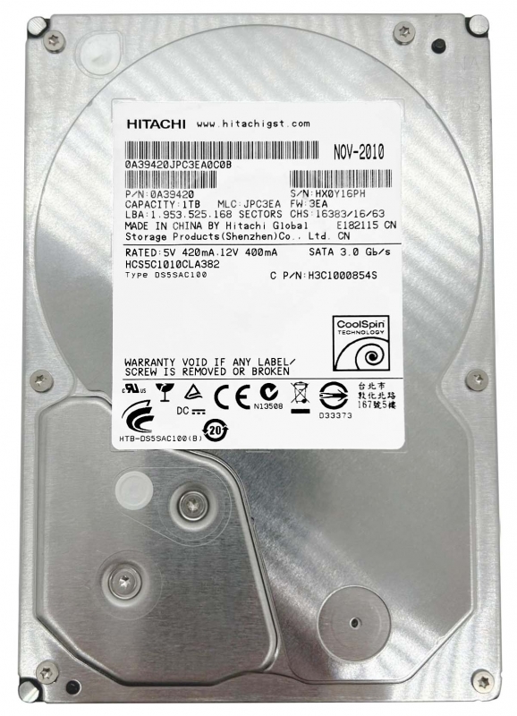 Жесткий диск Hitachi 0A39420 1Tb CoolSpin SATAII 3,5" HDD - купить в DSP-SHOP. RU NEW, цена на Мегамаркет