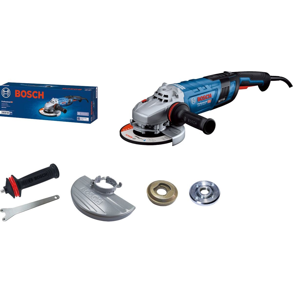 Углошлифовальная машина Bosch GWS 30-180 B 2800Вт 8500об/мин рез.шпин.:M14  d=180мм купить в интернет-магазине, цены на Мегамаркет