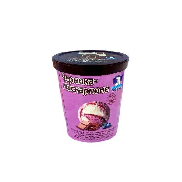 Мороженое Челны Холод, со вкусом черники и максарпоне, с шоколадом и печеньем, 300 г