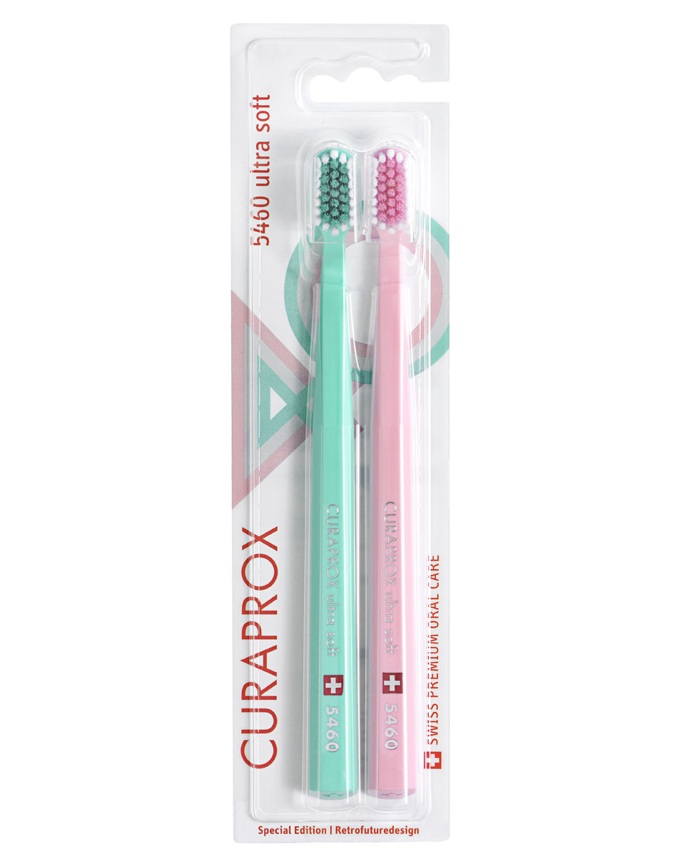 Набор зубных щеток Curaprox Ultra Soft CS5460/2RETRO №2 зеленый розовый