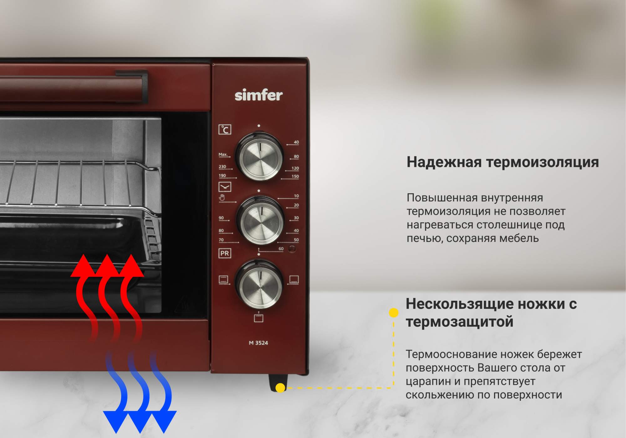 Мини-печь Simfer Classic M3524 Red - отзывы покупателей на маркетплейсе  Мегамаркет | Артикул: 100000577490