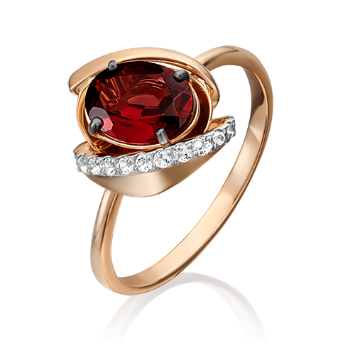 Кольцо из красного золота с топазом/гранатом р.20 PLATINA jewelry 01-5319-00-264-1110-57