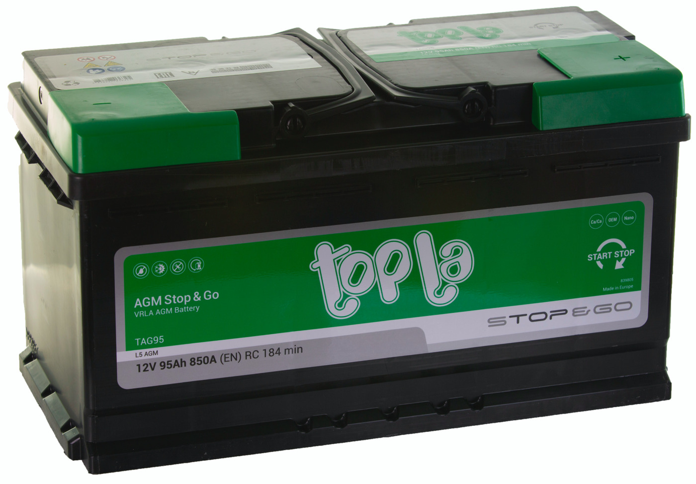 Аккумулятор TOPLA AGM Stop&Go L5 95 А/ч R+ (0) 353x175x190 EN850 А - купить в PRO-EXPERT, цена на Мегамаркет