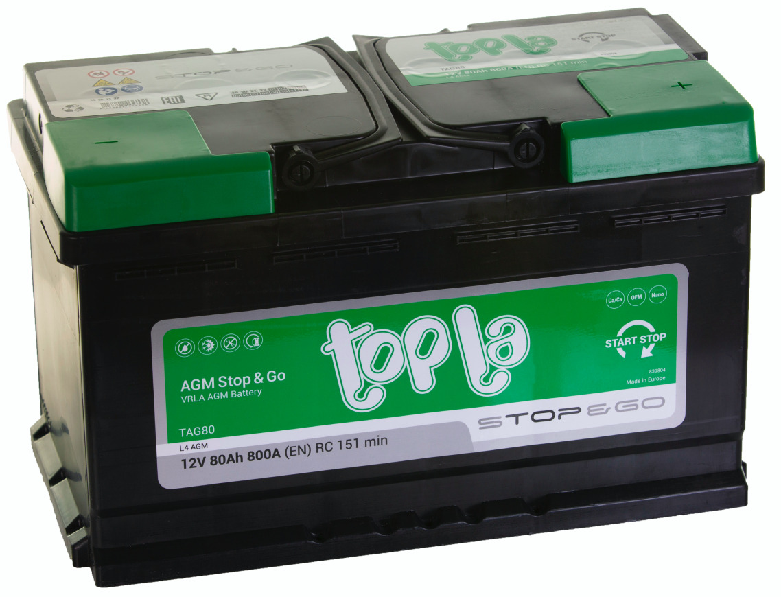 Купить аккумулятор TOPLA AGM Stop&Go L4 80 А/ч R+ (0) 315x175x190 EN800 А, цены на Мегамаркет | Артикул: 100030899536