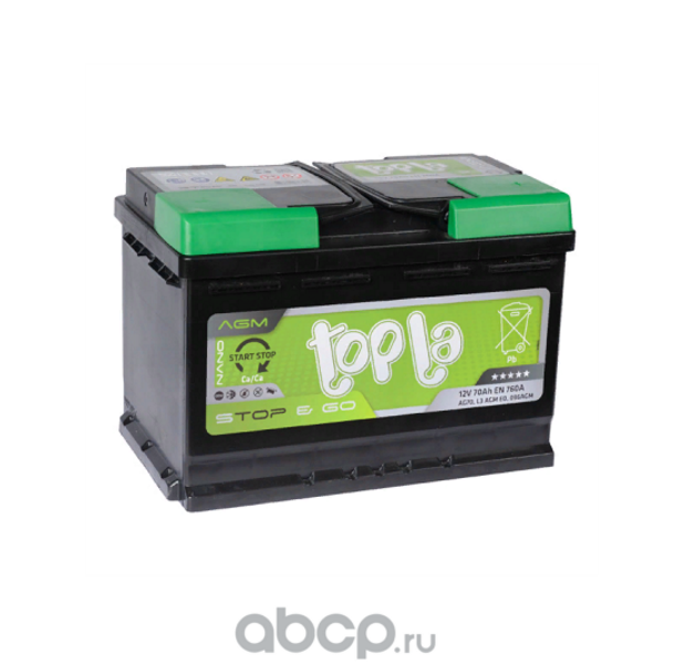 Купить аккумулятор TOPLA AGM Stop&Go L3 70 А/ч R+ (0) 278x175x190 EN760 А, цены на Мегамаркет | Артикул: 100030899535