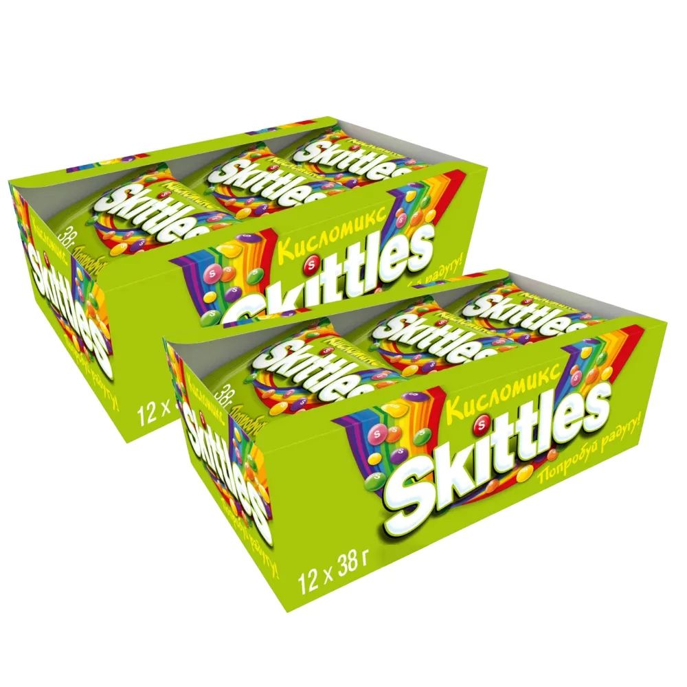 Купить скитлс драже, Skittles Кисломикс в разноцветной сахарной глазури, 38 г х 24 шт., цены на Мегамаркет | Артикул: 100051904046