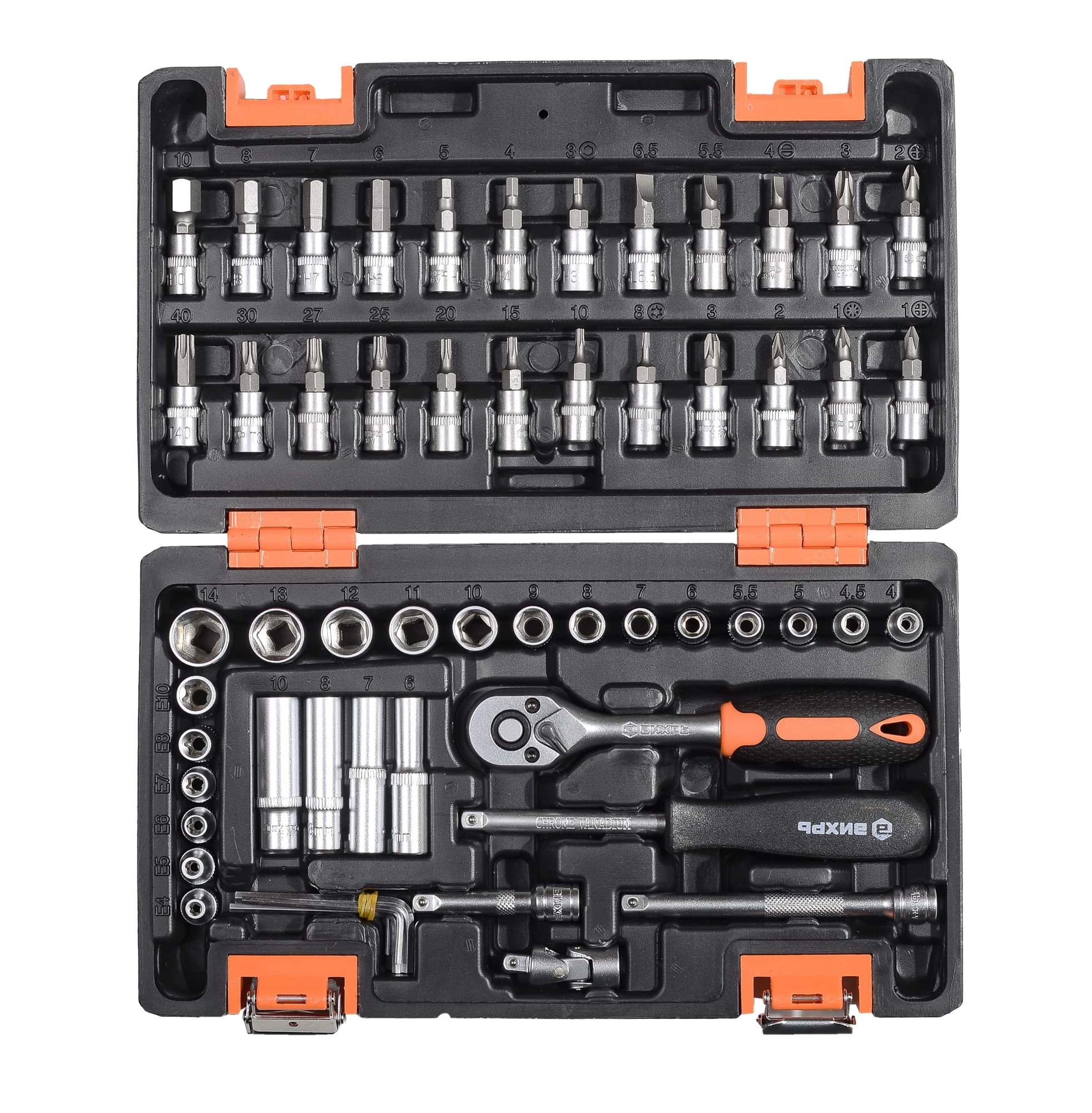 Набор инструментов, 1/4" , CrV, в кейсе 57 предм Вихрь купить в интернет-магазине, цены на Мегамаркет