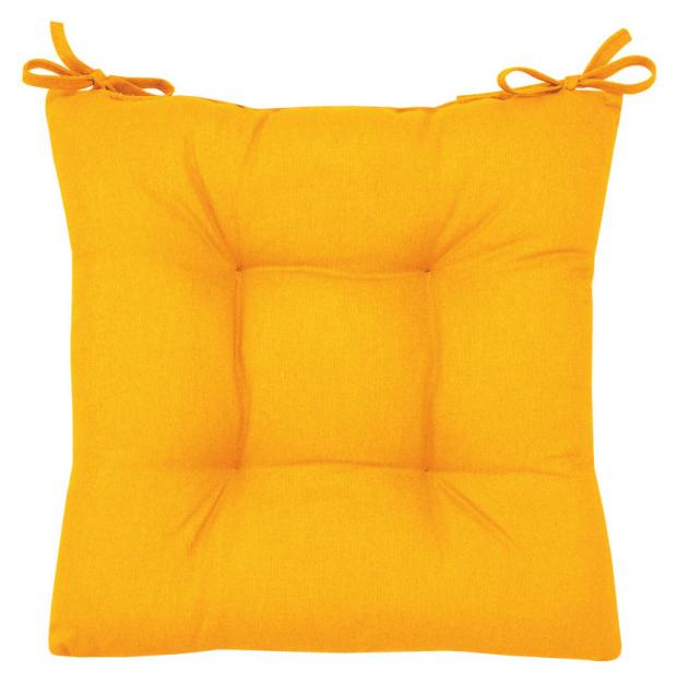 Подушка на стул Guten Morgen с завязками 40х40 см хлопок желтая