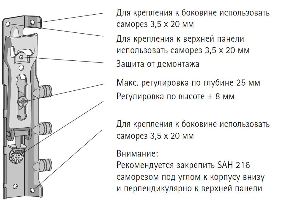 Подвес шкафа hettich sah 216