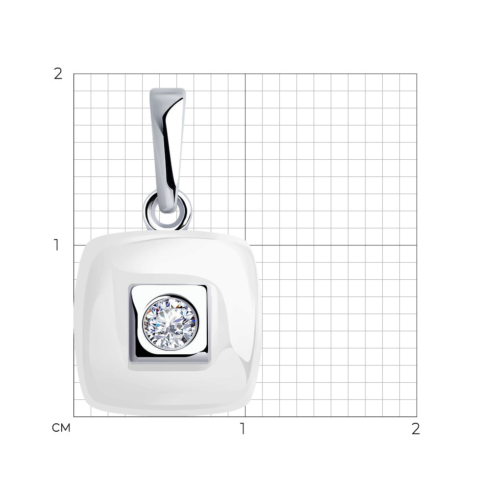 Подвеска из серебра с керамикой/фианитом Diamant 94-130-01278-2