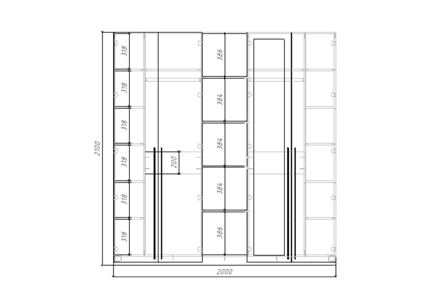 Расчет шкафа с распашными дверями