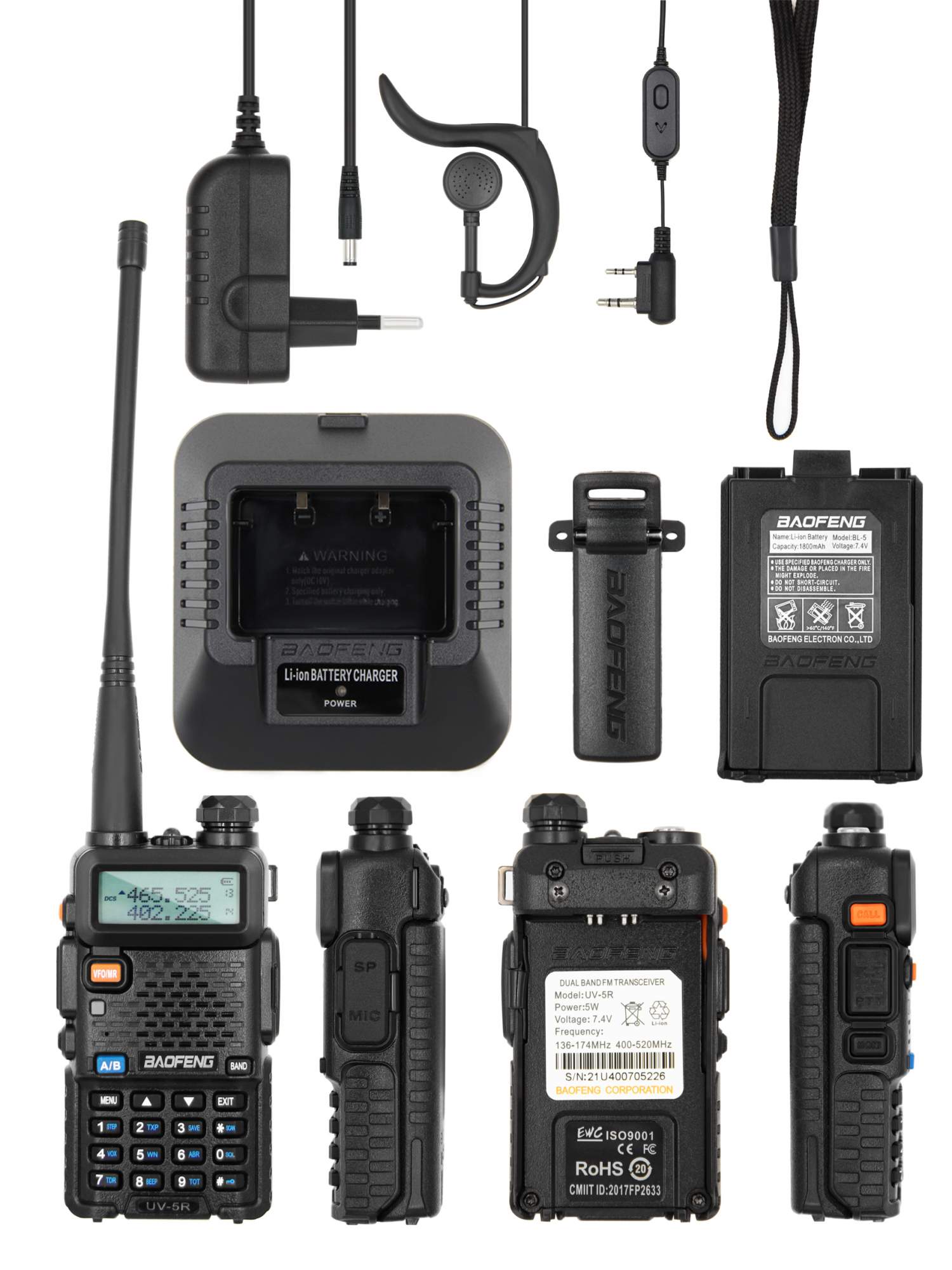 Портативная рация Baofeng UV-5R, черная (радиус до10 км) - купить в Москве,  цены на Мегамаркет | 600001005187