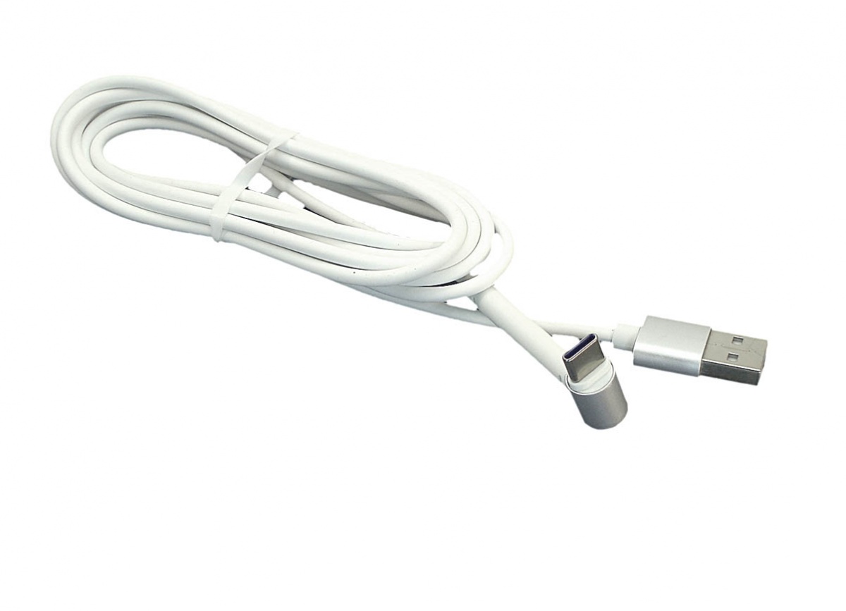 Кабель для зарядки USB - USB Type-C "Г-образный разъем", 2m. Белый ...