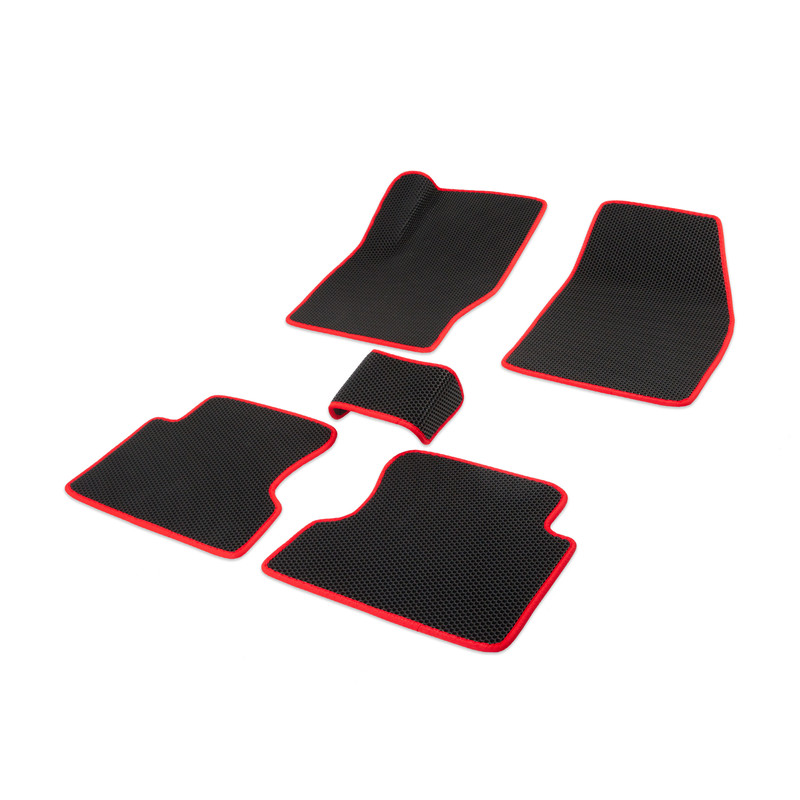 Комплект ковриков в салон с 3D лапкой ЭВА CellMat Шевроле Авео T200/T250, черный-красный - купить в "Cellmat" - официальный магазин, цена на Мегамаркет