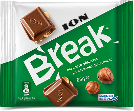 Шоколад ION Break молочный с цельным лесным орехом 80 г