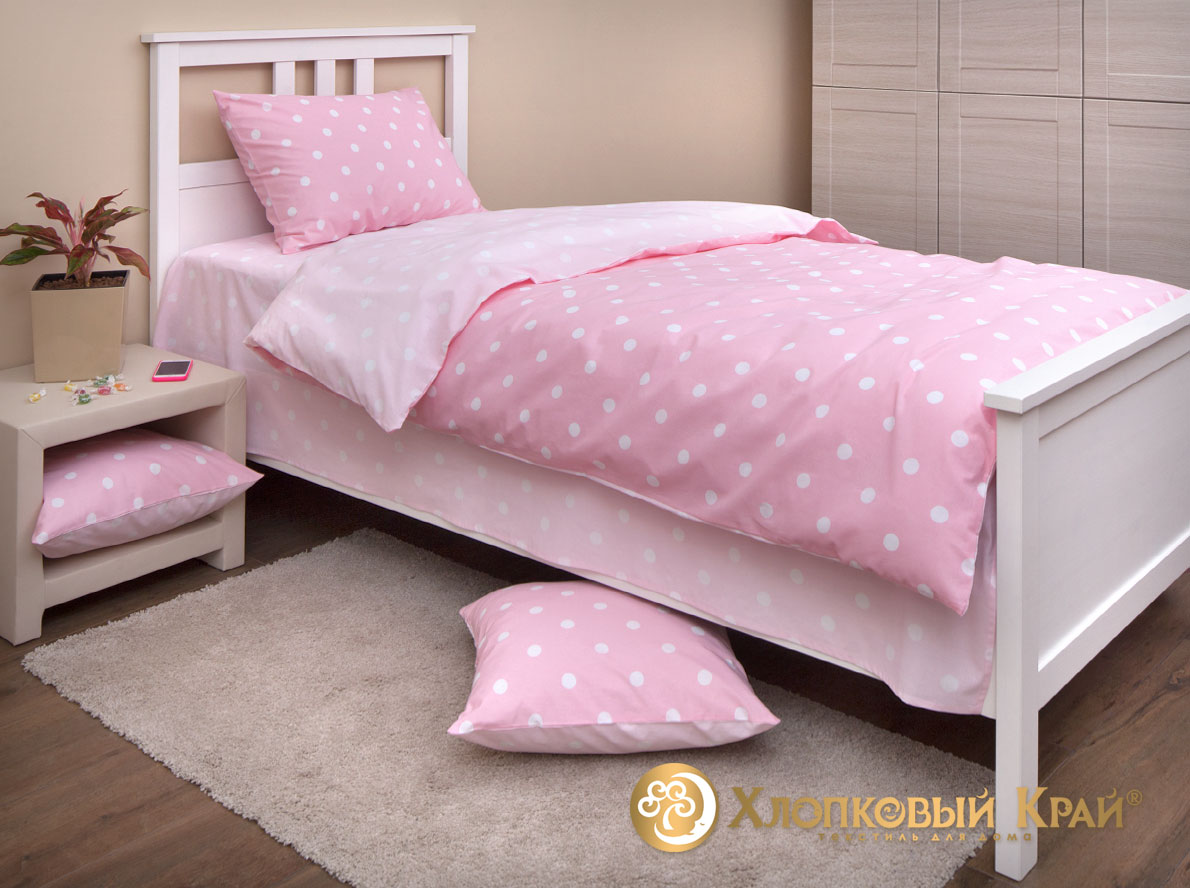Комплект постельного белья "Merci pink" 1,5 спальный Хлопковый край