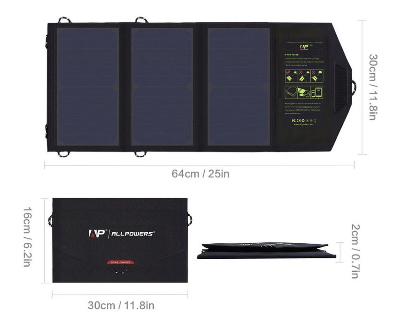 Солнечная батарея портативная ALLPOWERS складная панель 21 Вт 5В - купить в Портал Кэмп Авто, цена на Мегамаркет