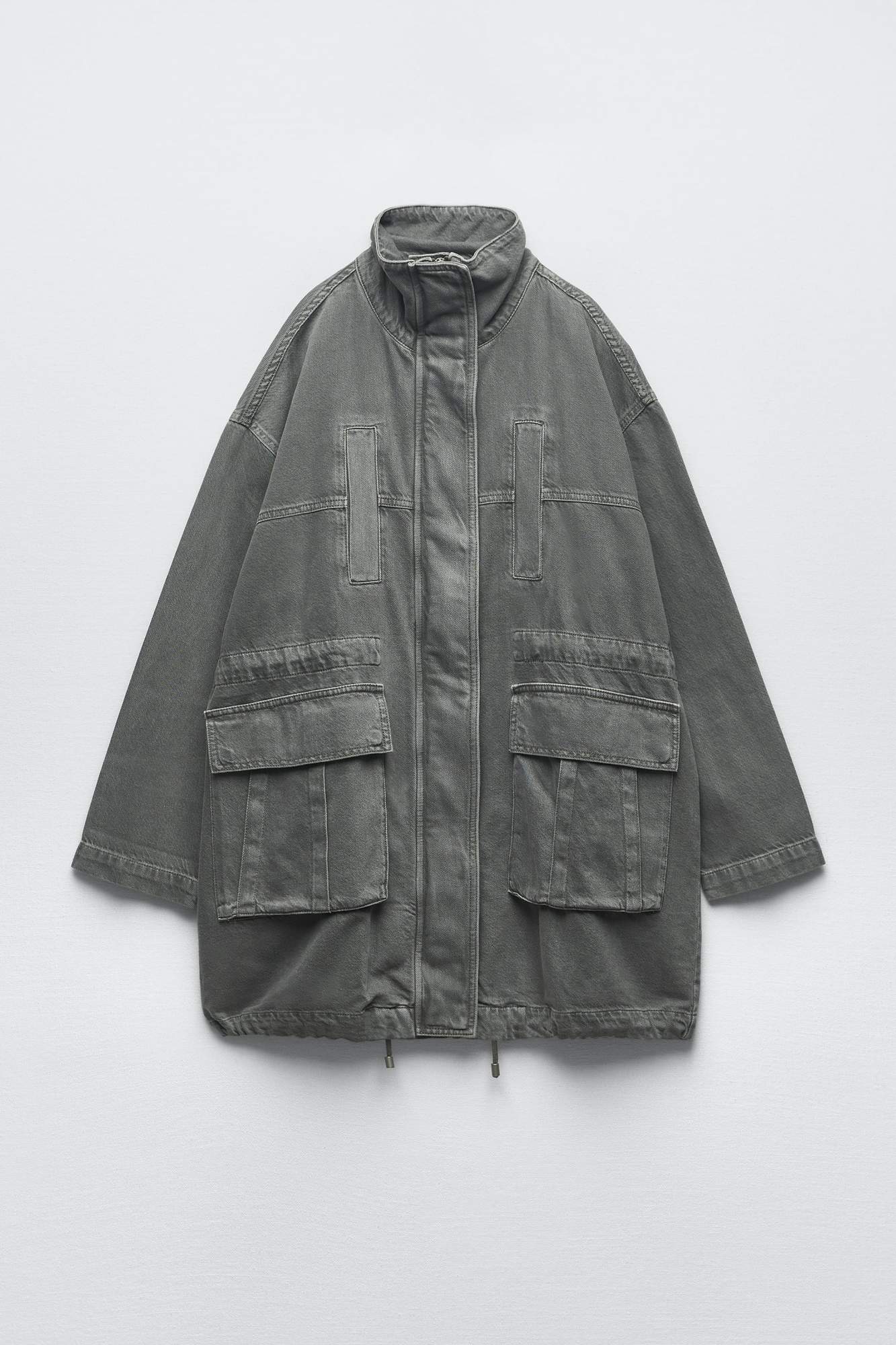Джинсовая куртка женская ZARA 04877044 серая XS (доставка из-за