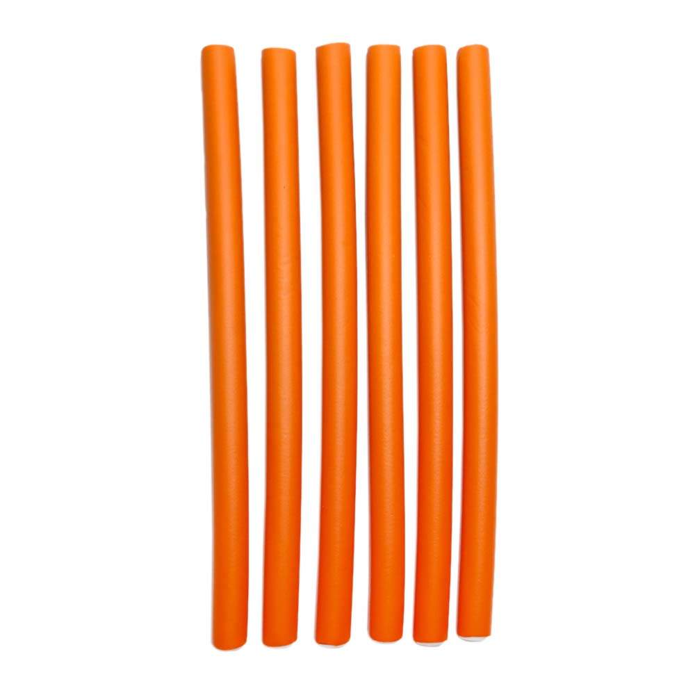 Бигуди Папильотки арт 2414 длина 24 см диам 1,4 см 6 шт оранжевый