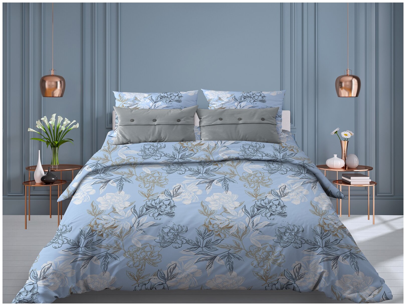 Купить комплект постельного белья 1,5-спальный (с 1 нав. 70х70) Galtex Симфония голубой, цены в интернет-магазине на Мегамаркет | 600006812023