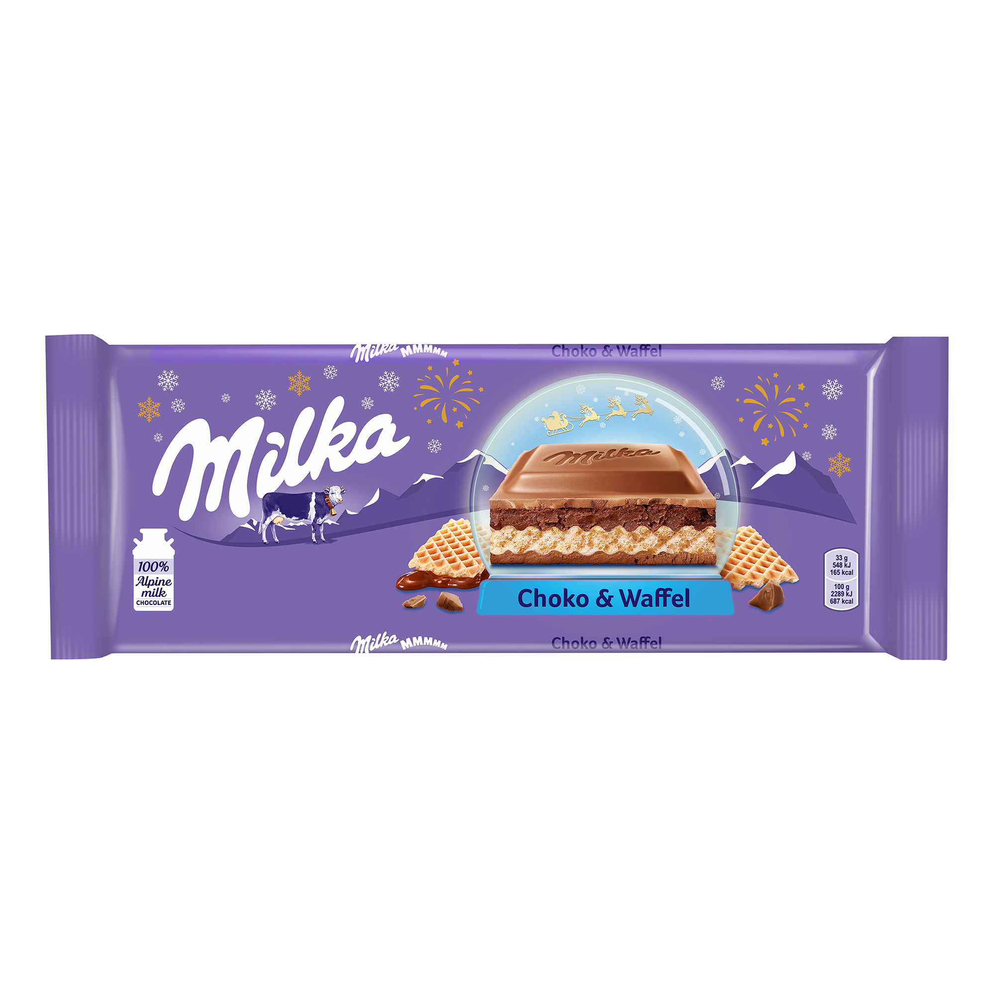 Шоколад Milka молочный с шоколадной начинкой и вафлей 300 г