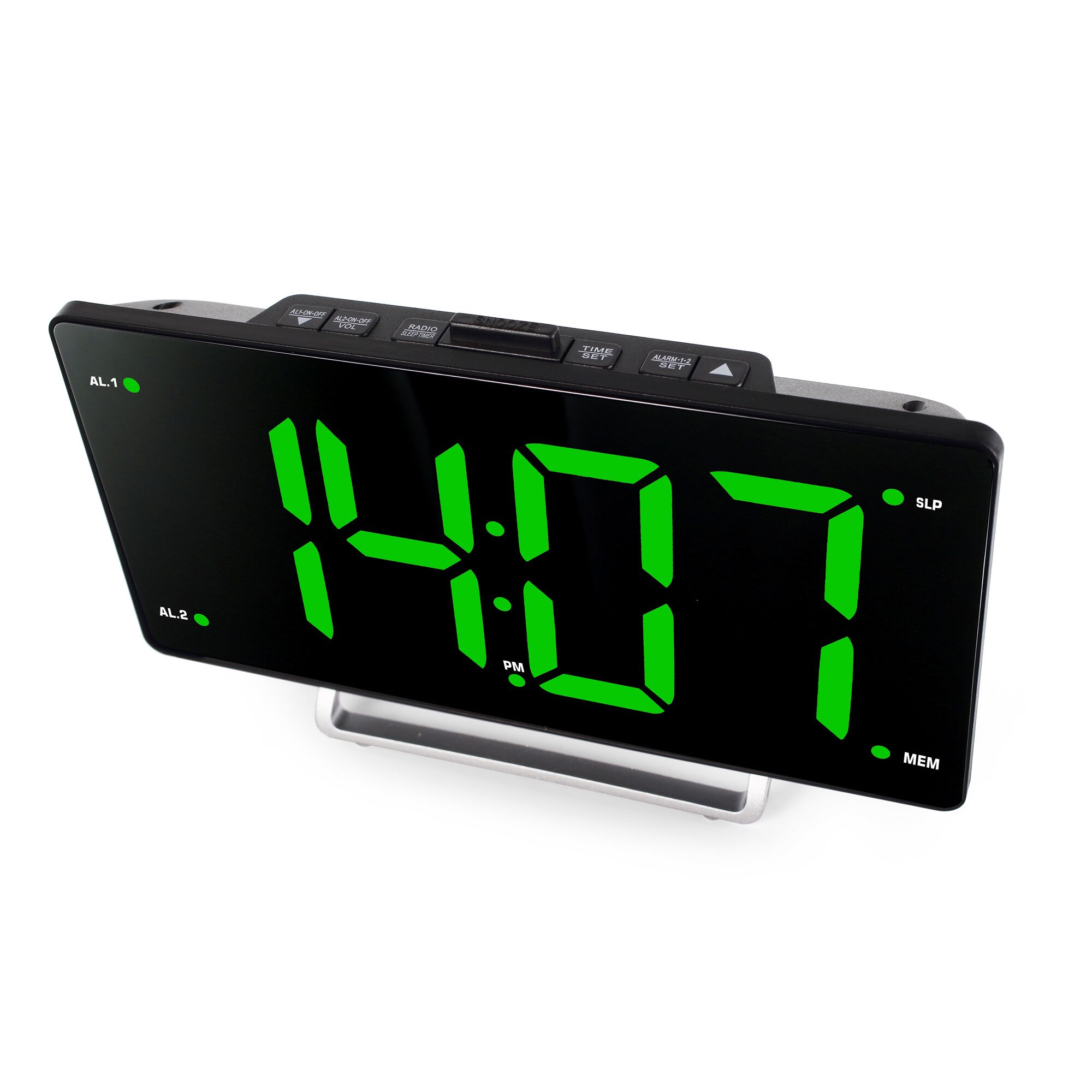 Радиобудильник Hyundai H-RCL246 черный LCD подсветка:зеленая часы .