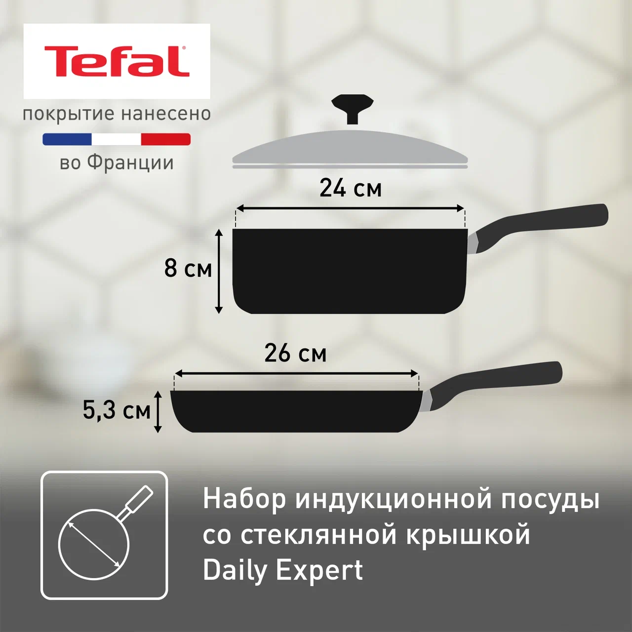 Набор посуды Tefal Daily Expert 04234820 с крышкой, 24/26 см - отзывы  покупателей на Мегамаркет | 600014776519