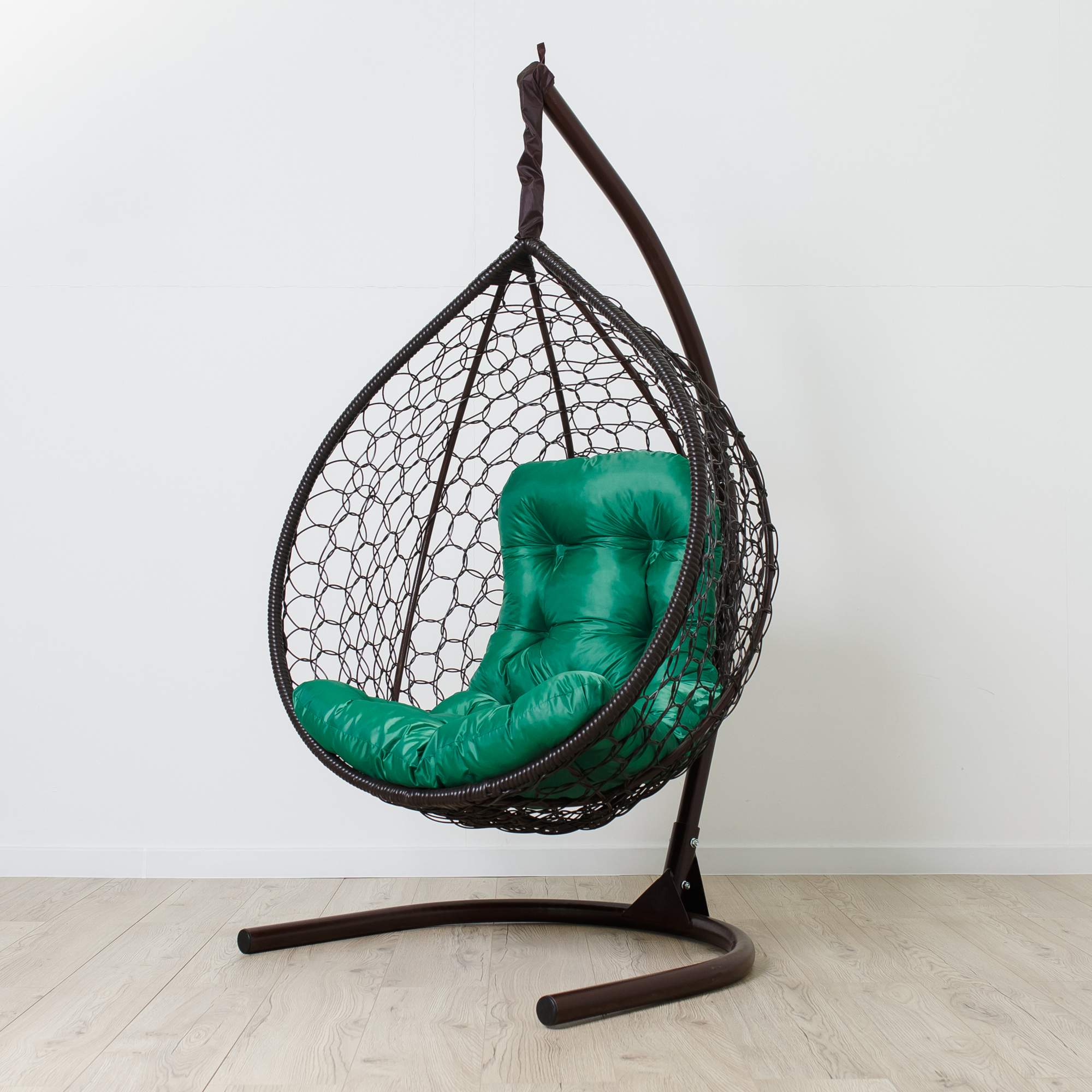 Подвесное кресло коричневое Stuler Plaint ажур зеленая подушка - купить в ООО Стулер, цена на Мегамаркет